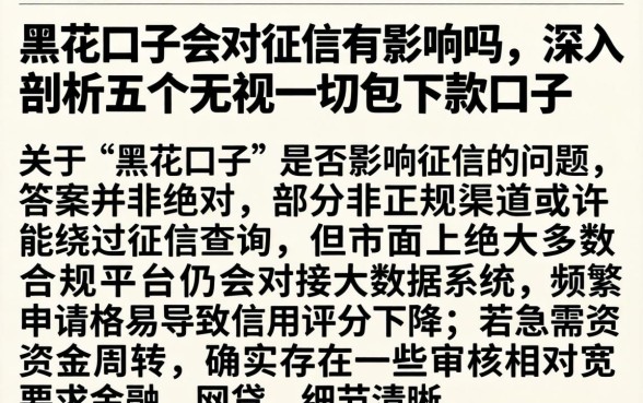 黑花口子会对征信有影响吗，深入剖析五个无视一切包下款口子