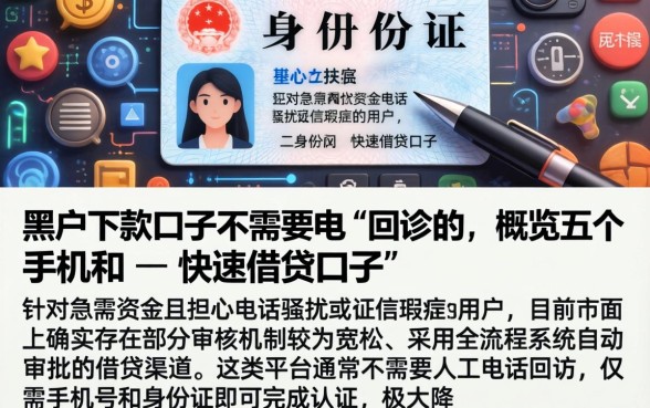 黑户下款口子不需要电联回访的，概览五个手机和身份证快速借钱口子