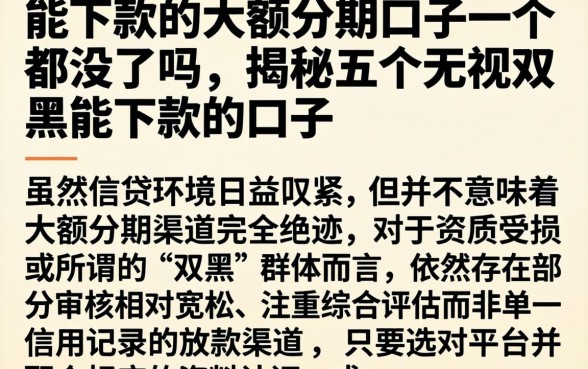 能下款的大额分期口子一个都没了吗，揭秘五个无视双黑能下款的口子