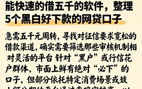 能快速的借五千的软件,整理5个黑户好下款的网贷口子