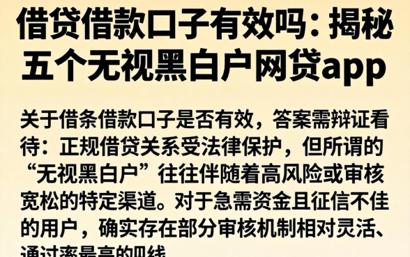 借条借款口子有效吗，揭秘五个无视黑白户网贷app
