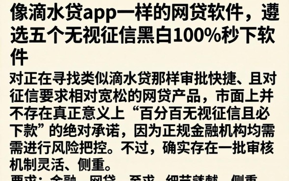 像滴水贷app一样的网贷软件，遴选五个无视征信黑白100%秒下软件