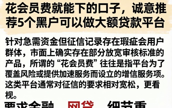 花会员费就能下的口子,诚意推荐5个黑户可以做大额贷款平台