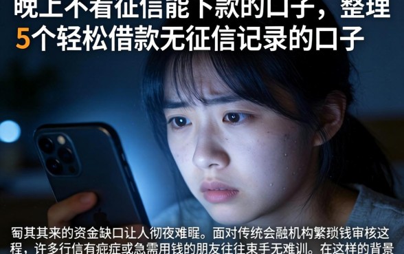 晚上不看征信能下款的口子，整理5个轻松借款无征信记录的口子