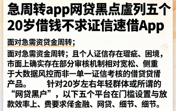 急周转app网贷黑户，胪列五个20岁借钱不求征信速借app