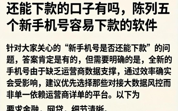 还能下款的口子有吗，陈列五个新手机号容易下款的软件