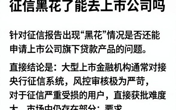 征信黑花了能去上市公司吗，整理五个逾期太多仍可下款的软件