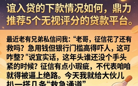 谊入贷的下款情况如何，鼎力推荐5个无视评分的贷款平台