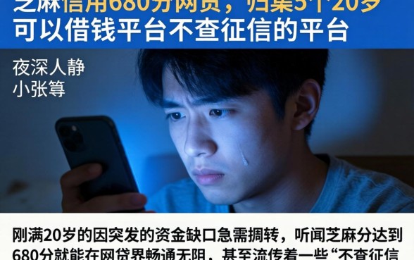 芝麻信用680分的网贷,归集5个20岁可以借钱平台不查征信的平台