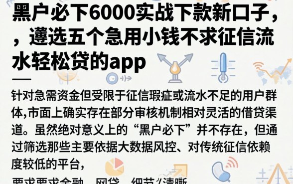 黑户必下6000实战下款新口子,遴选五个急用小钱不求征信流水轻松贷的app