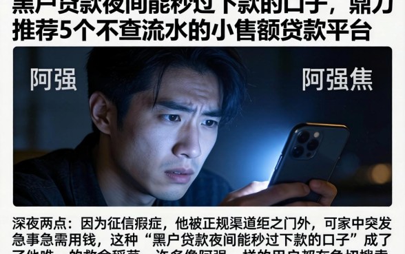 黑户贷款夜间能秒过下款的口子，鼎力推荐5个不查流水的小额度贷款平台