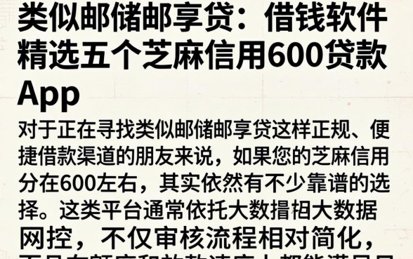 类似邮储邮享贷的借钱软件，精选五个芝麻信用600贷款app