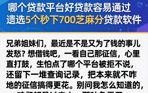 在哪个贷款平台好贷款容易通过，遴选5个秒下700芝麻分贷款软件
