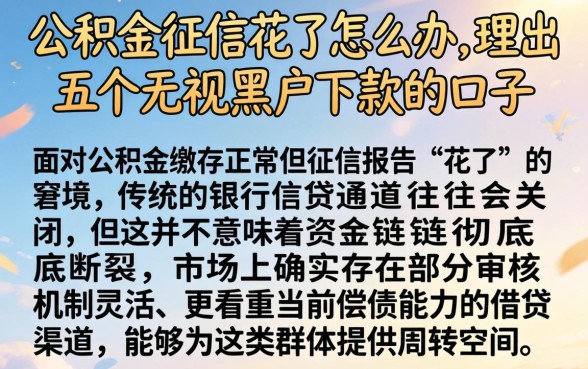 公积金征信花了怎么办，理出五个无视黑户下款的口子