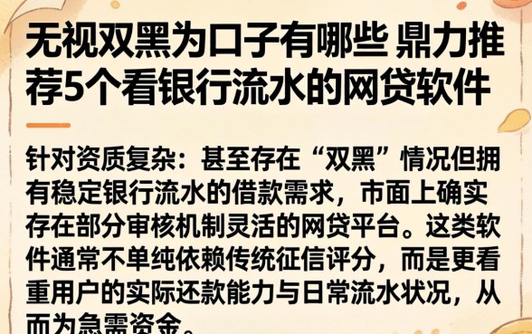 无视双黑的口子有哪些,鼎力推荐5个看银行流水的网贷软件