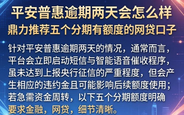 平安普惠逾期两天会怎么样，鼎力推荐五个分期有额度的网贷口子