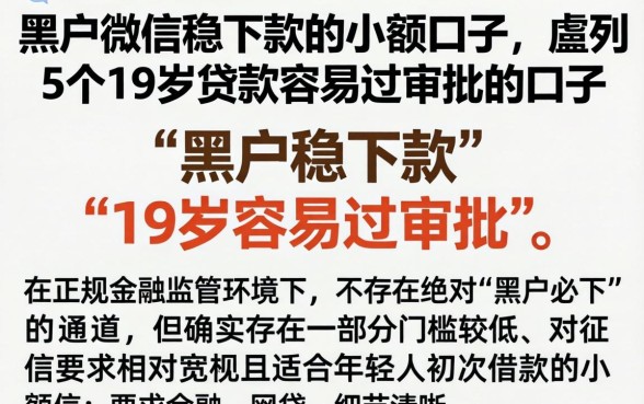 黑户微信稳下款的小额口子，胪列5个19岁贷款容易过审批的口子