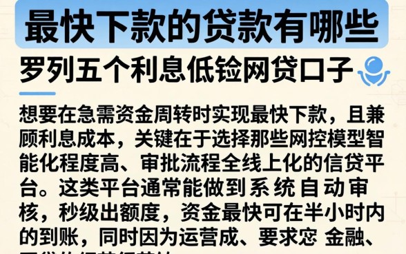 最快下款的贷款有哪些，罗列五个利息低的网贷口子