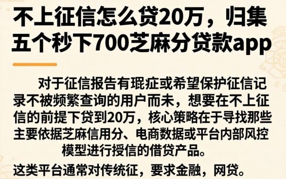 不上征信怎么贷20万，归集五个秒下700芝麻分贷款app