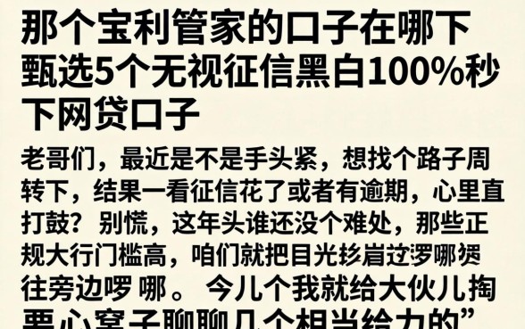 那个宝利管家的口子在哪下,甄选5个无视征信黑白100%秒下网贷口子