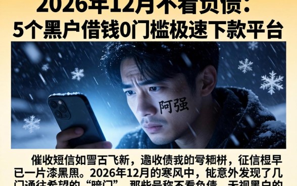 2026年12月不看负债,详细阐述5个黑户借钱0门槛极速下款平台