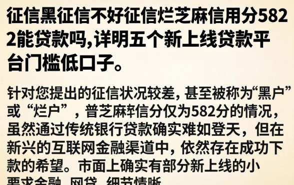 征信黑征信不好征信烂芝麻信用分582能贷款吗，详尽说明五个新上线贷款平台门槛低口子