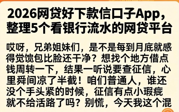 2026网贷好下款的口子app，整理5个看银行流水的网贷平台