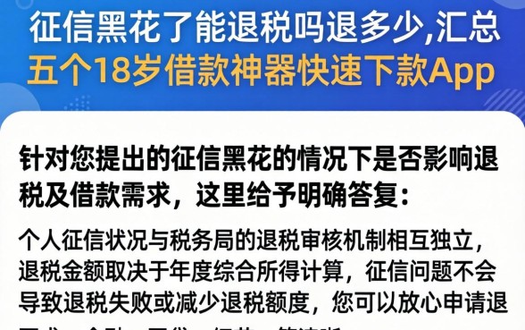 征信黑花了能退税吗退多少,汇总五个18岁借款神器快速下款app