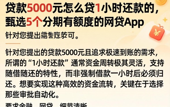 贷款5000元怎么贷1小时还款的,甄选5个分期有额度的网贷app