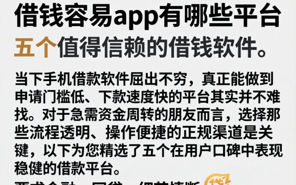 借钱容易的app有哪些平台，条列五个值得信赖的借钱软件