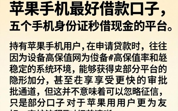 苹果手机最好借款的口子，详细阐述五个手机身份证秒借现金的平台