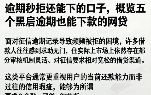 逾期秒拒还能下的口子，概览五个黑户逾期也能下款的网贷