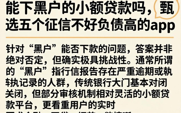 能下黑户的小额贷款吗，甄选五个征信不好负债高的app