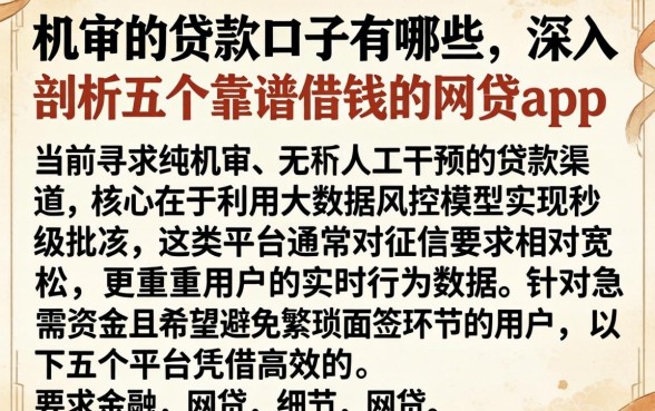 机审的贷款口子有哪些，深入剖析五个靠谱借钱的网贷app