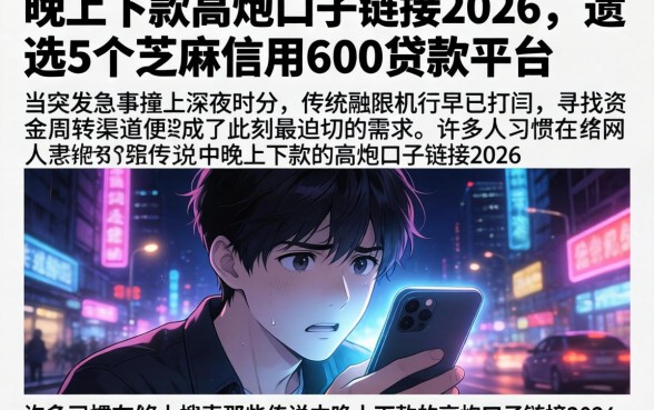 晚上下款的高炮口子链接2026,遴选5个芝麻信用600贷款平台