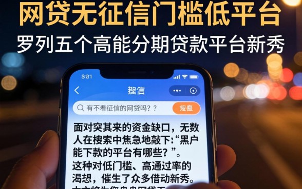 网贷无征信门槛低的平台，罗列五个高能分期贷款平台新秀