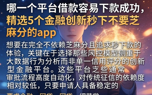 哪一个平台借款容易下款成功，精选5个金融创新秒下不要芝麻分的app