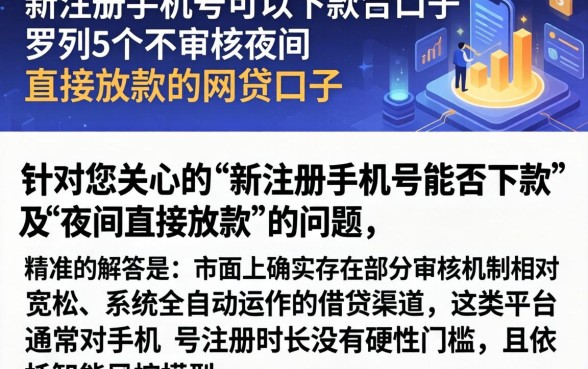 新注册手机号可以下款的口子,罗列5个不审核夜间直接放款的网贷口子