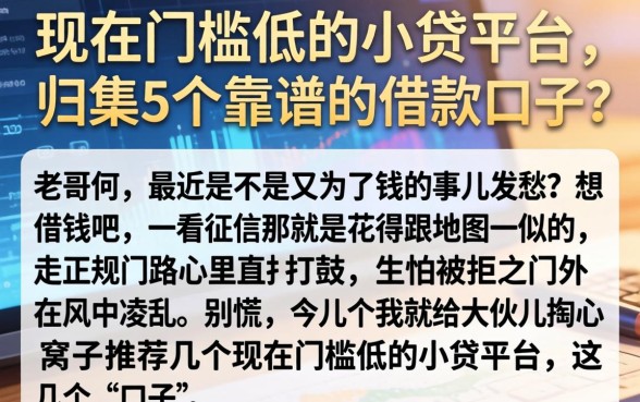 现在门槛低的小贷平台，归集5个靠谱的借款口子