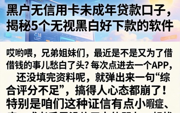 黑户无信用卡未成年贷款口子，揭秘5个无视黑白好下款的软件
