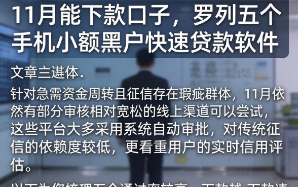 11月能下款的口子，罗列五个手机小额黑户快速贷款软件