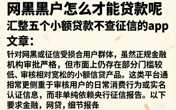 网黑黑户怎么才能贷款呢,汇整五个小额贷款不查征信的app