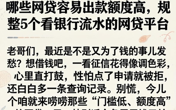 哪些网贷容易出款额度高,规整5个看银行流水的网贷平台