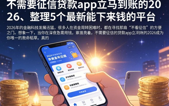 不需要征信的贷款app立马到账的2026,整理5个最新能下来钱的平台