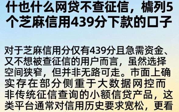 什也么网贷不查征信,胪列5个芝麻信用439分下款的口子