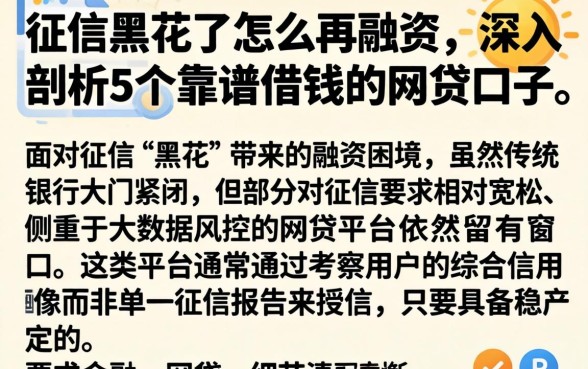征信黑花了怎么再融资，深入剖析5个靠谱借钱的网贷口子