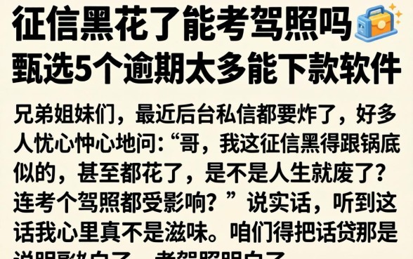 征信黑花了能考驾照吗，甄选5个逾期太多能下款软件