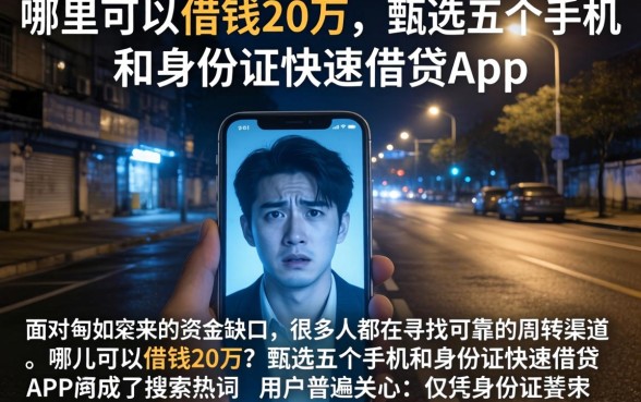 哪里可以借钱20万，甄选五个手机和身份证快速借钱app