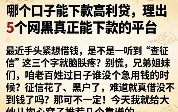 哪个口子能下款高利贷,理出5个网黑真正能下款的平台