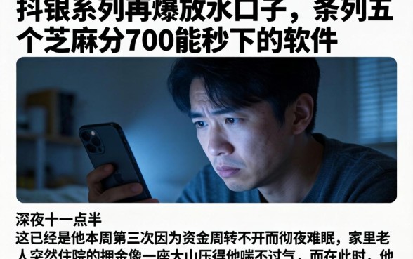抖银系列再爆放水口子，条列五个芝麻分700能秒下的软件